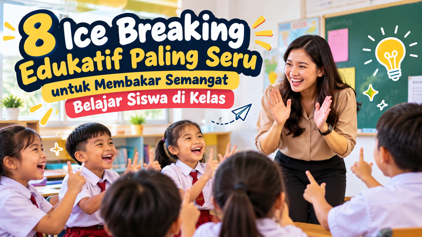 Guru dan siswa sekolah dasar mengikuti kegiatan ice breaking edukatif yang seru untuk meningkatkan semangat belajar di kelas.